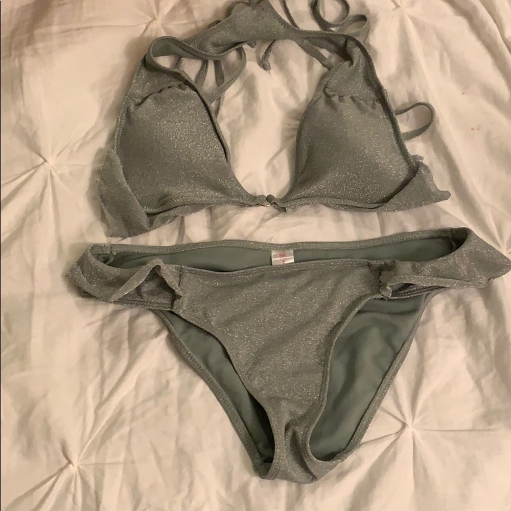 Green glittery swimwear bikin